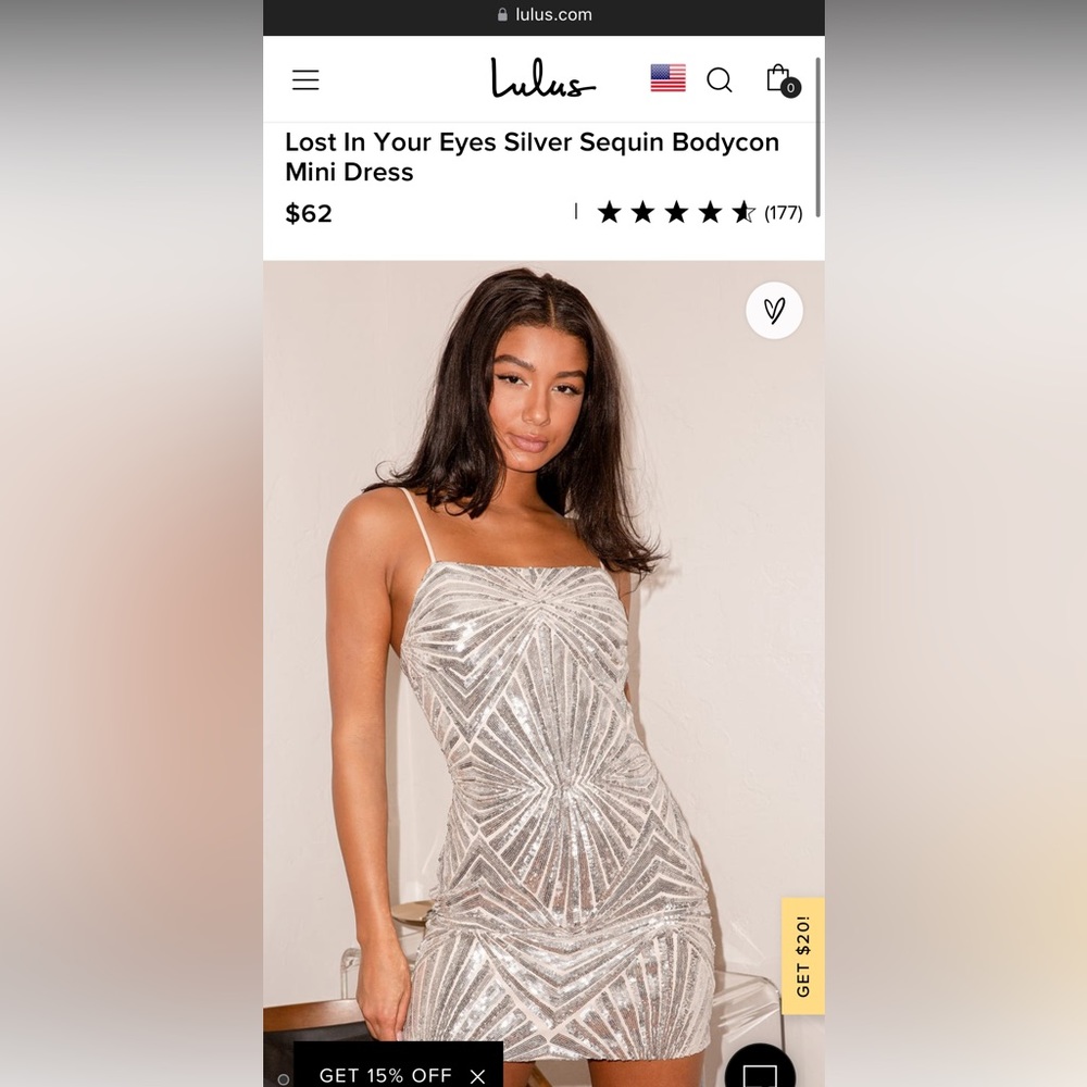 Lulu’s Lost In Your Eyes Silver Sequin Bodycon Mini Dress Size M